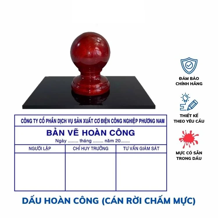 Con dấu hoàn công cán rời mực rời | Con dấu Quốc Tiến