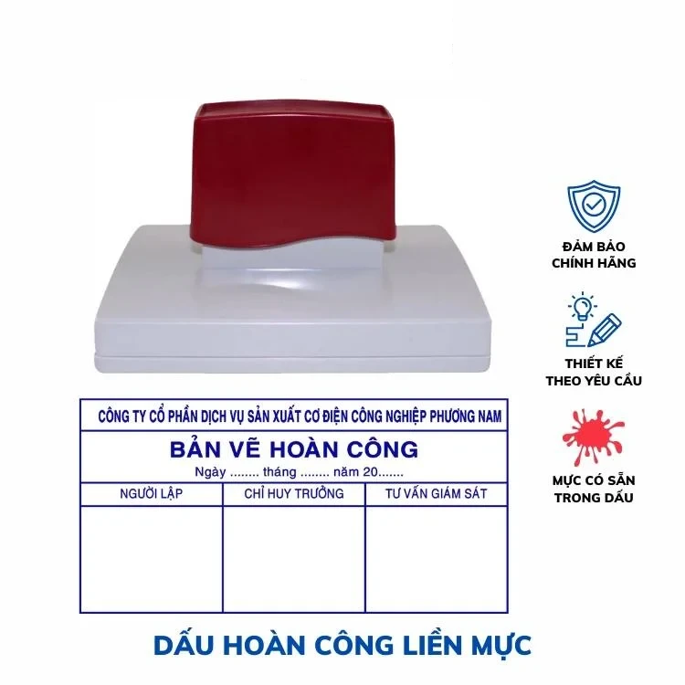 Con dấu hoàn công liền mực công nghệ flash theo yêu cầu | Con dấu Quốc Tiến