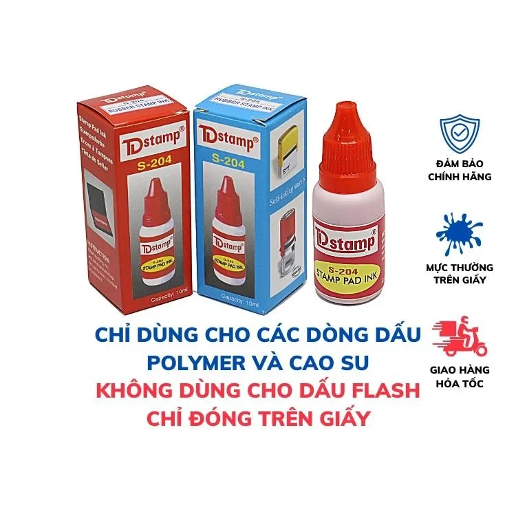 Mực dấu đóng trên giấy 10ml | Con dấu Quốc Tiến