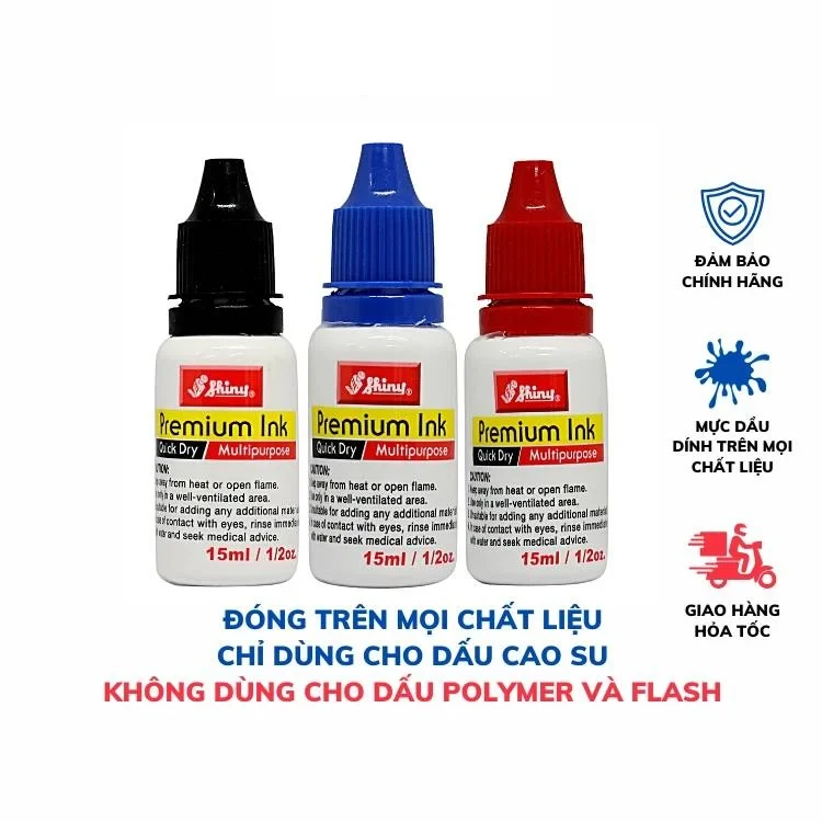 Mực dầu Shiny đóng trên mọi chất liệu 15ml | Con dấu Quốc Tiến